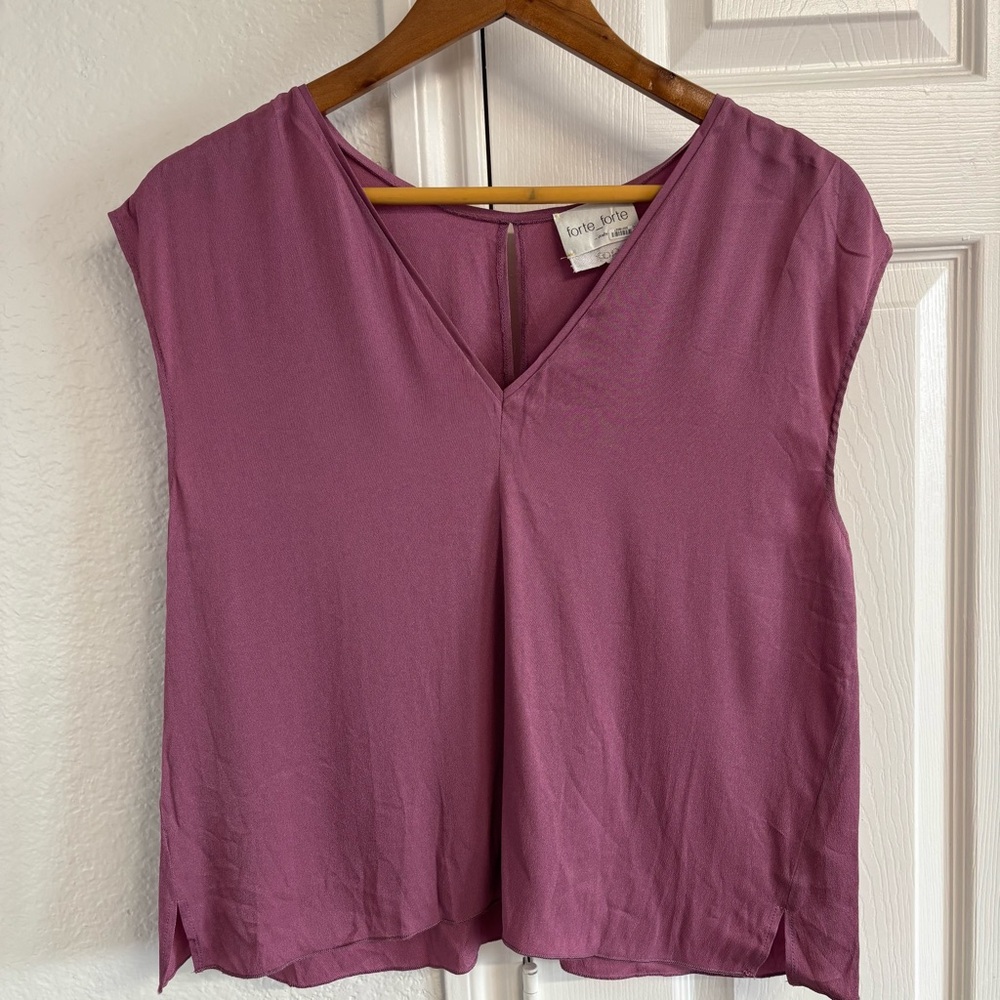 FORTE FORTE Silk‎ Blend Cap Sleeve Purple Pink Top Size 0
